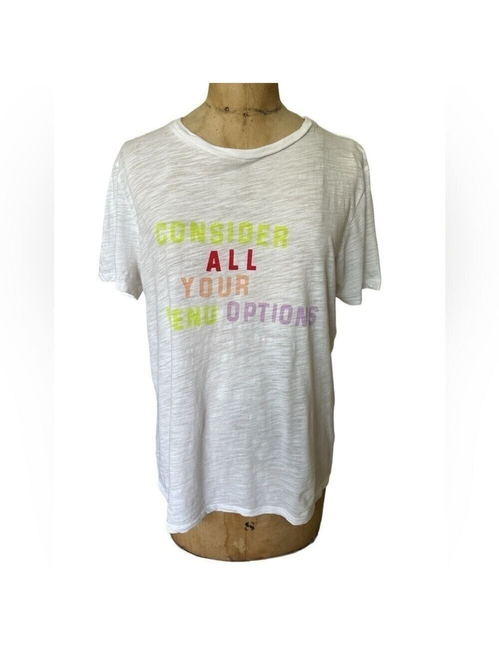 Ban.do graphic tee consider all your menu options  size medium 100% cotton euc